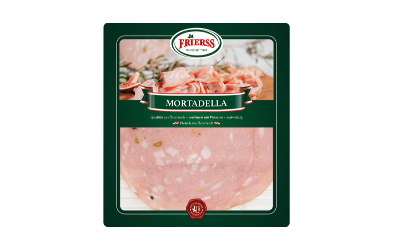 Mortadella mit Pistazien geschnitten